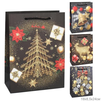 Пакет подарочный 18х24х8.5 / 362-47-S /уп 12/720/ микс Новый год