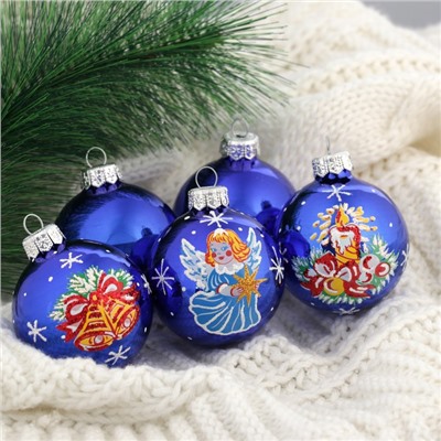Ёлочные шары «Рождественские», d=6 см, набор 5 шт., МИКС