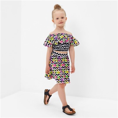 Комплект для девочки, цвет чёрный/белый, рост 104 см