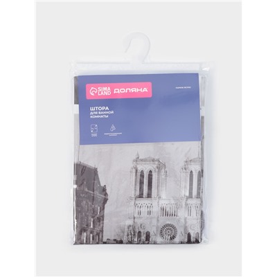 Штора для ванной Доляна «Париж ретро», 180×180 см, EVA