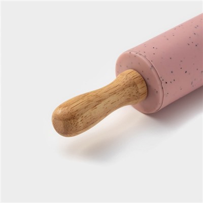 Скалка Доляна «Сахаринка», 30×4.3 см, силикон, рабочая часть 17 см, цвет розовый