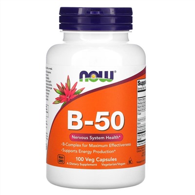 Now Foods, B-50, 100 растительных капсул