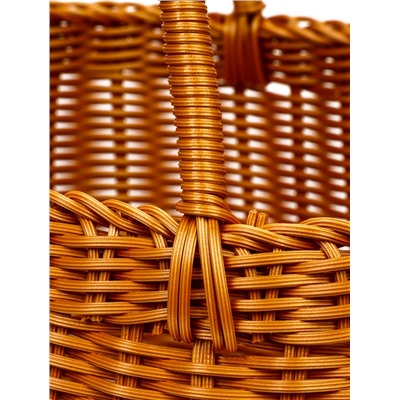 Корзина плетёная для хранения, 32×25×21 см, ручка h=17 см, пластиковая, коричневая