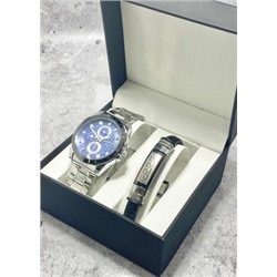 Подарочный набор для мужчины часы и браслет + коробка #22853503