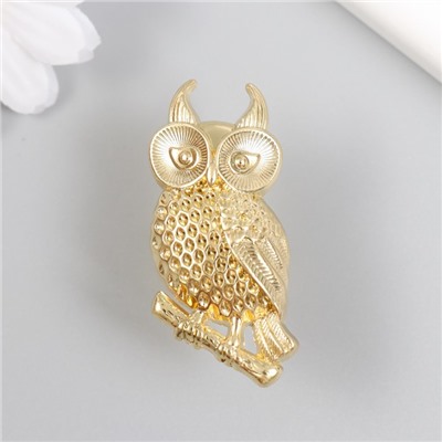 Ручка для шкатулки металл «Филин на ветке», золото, 5.2×2.2 см