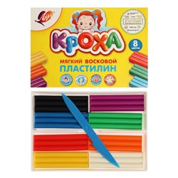 Пластилин мягкий (восковой) «Луч. Кроха», 8 цветов, 120 г, со стеком