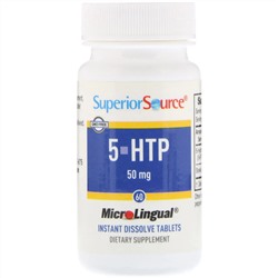 Superior Source, 5-HTP (5-гидрокситриптофан), 50 мг, 60 быстрорастворимых таблеток MicroLingual