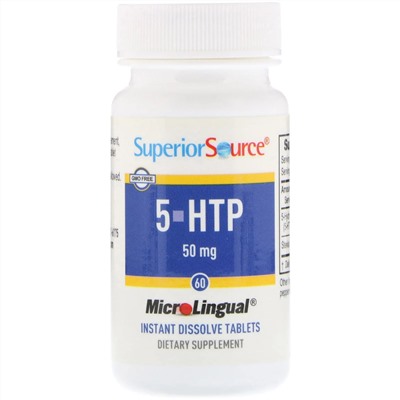 Superior Source, 5-HTP (5-гидрокситриптофан), 50 мг, 60 быстрорастворимых таблеток MicroLingual