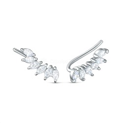 Серьги каффы из серебра с фианитами родированные 925 пробы С-2462рс200