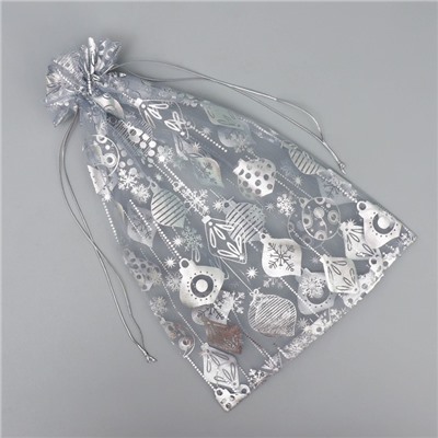 Мешочек подарочный органза «Новогодние игрушки», 20×30 см ± 1.5 см