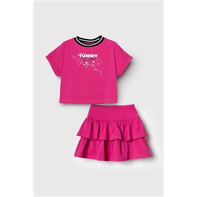 Комплект трикотажный для девочек: джемпер (футболка), юбка-шорты PLAYTODAY, 1240355