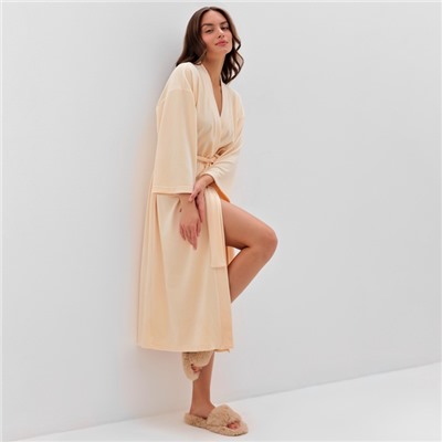 Халат домашний женский KAFTAN Plushy, размер 52-54, цвет молочный