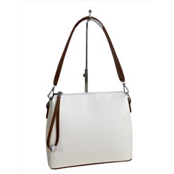 Женская сумка из искусственной кожи, цвет белый с шоколадом