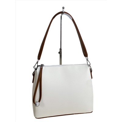 Женская сумка из искусственной кожи, цвет белый с шоколадом
