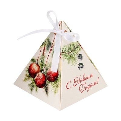 Бонбоньерка, новогодняя подарочная упаковка «Ягоды и игрушки», 7×7×7.5 см