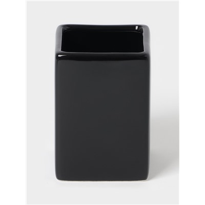 Аксессуары для ванной SAVANNA Square, 3 предмета, дозатор для мыла, стакан, подставка, чёрные