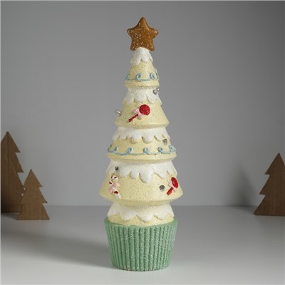 Фигурка светящаяся керамика «Пряничная ёлочка», св. жёлтая, 10×10×31 см