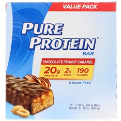 Pure Protein, Шоколадно-арахисовый батончик с карамелью, 12 батончиков, 50 г (1,76 унции) каждый