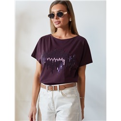 Нарядная футболка с принтом пайетками