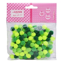 Набор помпонов для творчества "DIY" высокоэластичные, 10 мм, 120 шт, в пластиковом пакете с блистерным подвесом, оттенки зеленого цвета