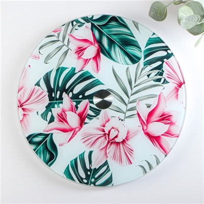 Подставка для торта вращающаяся Доляна «Тропики», d=32 см, стекло