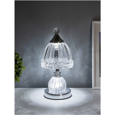 Светильник настольный RISALUX «Переливы», интерьерный, LED, 10 Вт, ночник 3 Вт, хром, 13.5×13.5×33 см