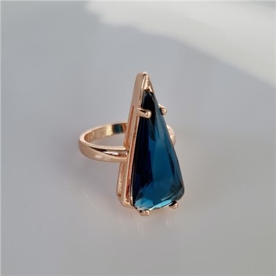 Кольцо 17 р бижутерия коллекция "Дубай", покрытие позолота, вставка: фианит, цвет: синий, арт.414.153-17