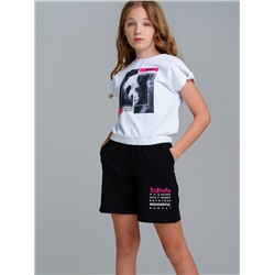 Комплект трикотажный для девочек: фуфайка (футболка), шорты