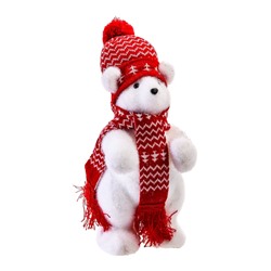 УЦЕНКА Фигура световая "Медведь в красной шапке", 26 LED, 30х18х17 см, фиксинг, от батар., Т/БЕЛЫЙ 4