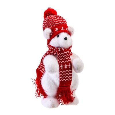 УЦЕНКА Фигура световая "Медведь в красной шапке", 26 LED, 30х18х17 см, фиксинг, от батар., Т/БЕЛЫЙ 4