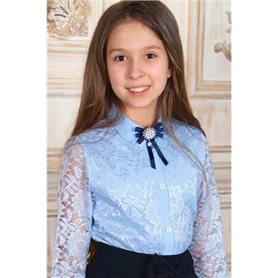 Блузка SP008. 1 гипюровая с брошью НАТАЛИ, 875815