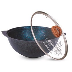 Казан 4,5л для плова со стекл. крышкой, АП линия Granit ultra (blue)
