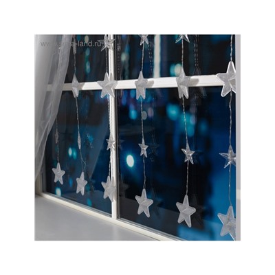 Гирлянда «Бахрома» 2.4×0.9 м с насадками «Звёздочки», IP20, прозрачная нить, 186 LED, свечение синее, 8 режимов, 220 В