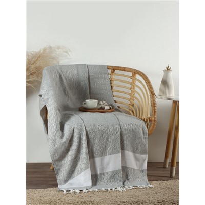 Плед с кисточками «Этель» East, 100×180 см, серый