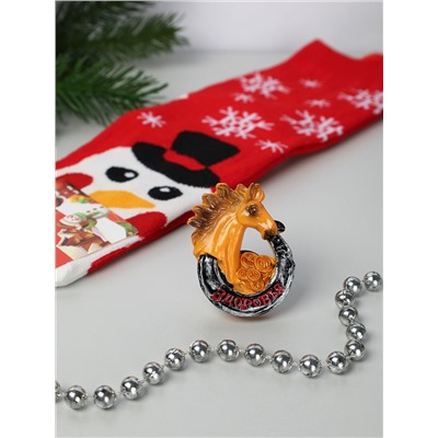 Подарочный набор Новогодний № 28 /25339-1/ Носки + магнитик ЛОШАДЬ /