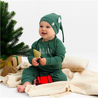 Комбинезон детский с шапочкой «Крошка Я. Еловые веточки», рост 86-92 см, зелёный