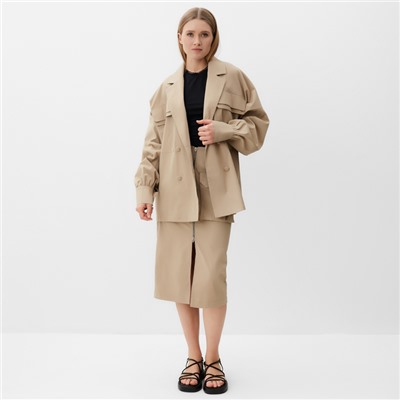 Пиджак женский MINAKU: Safari, бежевый, размер 48