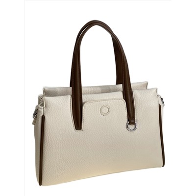 Женская сумка из искусственной кожи, цвет молочный с шоколадом