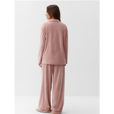 Пижама женская (рубашка, брюки) KAFTAN Plushy, размер 52-54, розовая