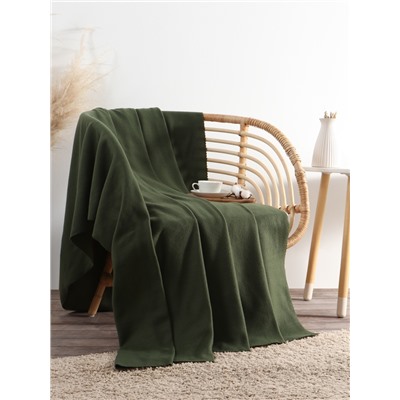 Плед флисовый «Экономь и Я» 150×130 см, 160 г/м², темно-зеленый