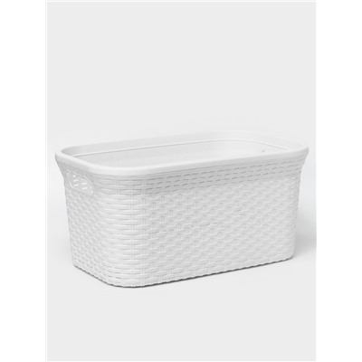 Корзина для глаженого белья «Ротанг», 32 л, 50×32.3×24.5 см, белая