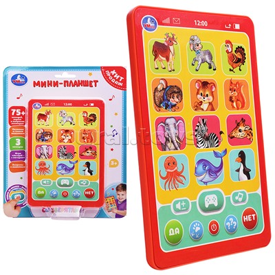Обучающий мини-планшет 75+ мелодий, звуков и вопросов викторин на блистере