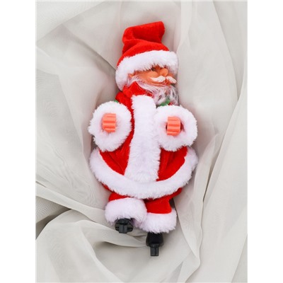 Дед Мороз «С мешком, на лестнице» 20×9 см, 65 см, движение, музыка, красный