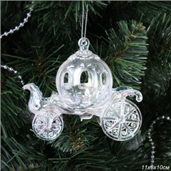 Новогоднее украшение Карета 11х10 см перламутр / LC24Y-008 /уп 48/192/