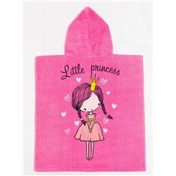 Полотенце - пончо детское LoveLife «Принцесса», махра, 100% хлопок 300 г/м, 60×120 см, ярко - розовое