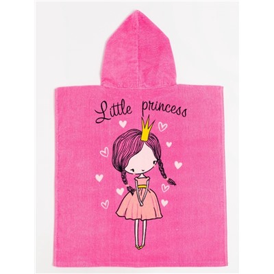 Полотенце - пончо детское LoveLife «Принцесса», махра, 100% хлопок 300 г/м, 60×120 см, ярко - розовое