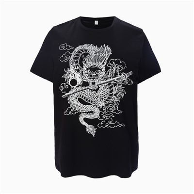 Футболка женская «Дракон», принт белый, чёрный, размер 44