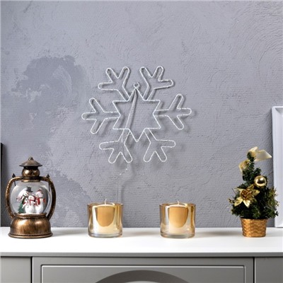 Светодиодная фигура «Снежинка» 30 см, металл, батарейки ААх3 (не в комплекте), свечение тёплое белое