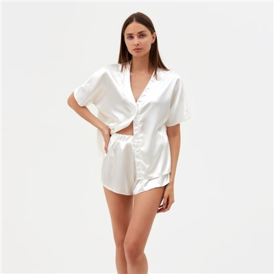 Пижама женская (рубашка, шорты) женская MINAKU: Light touch, молочная, размер 42