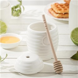 Ёмкость для мёда BellaTenero, 300 мл, с ложкой, фарфор, белая